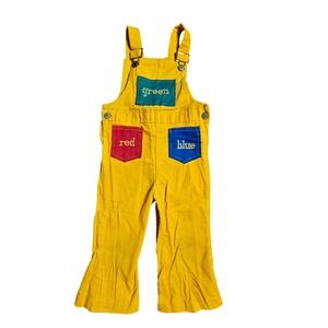 Vintage Health-Tex Stantogs Corduroy Overalls Primary Color Pockets 3T Retro 70s